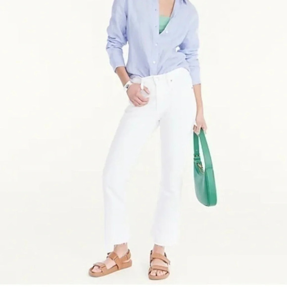 New J Crew Tall 9” Mid Rise Demi Boot Crop Jeans White 32T - Picture 1 of 11